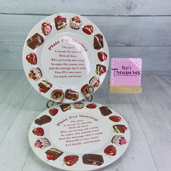 CENTURY Other - Century PLATE FOR SHARING Raised Cupcakes Candy Strawberries Ceramic Plate Set 2